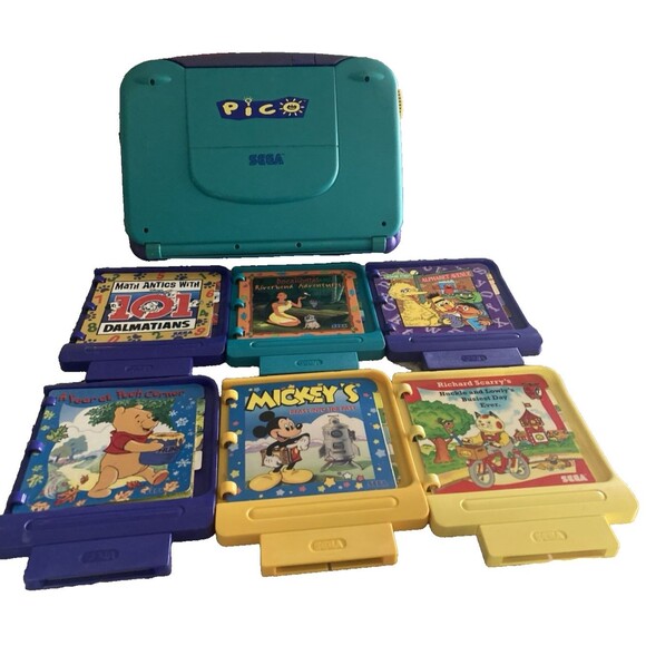 SEGA PICO MK-49002 Console w/6 Storyware Cartridges Untested No Power Cord-PARTS - Picture 1 of 16